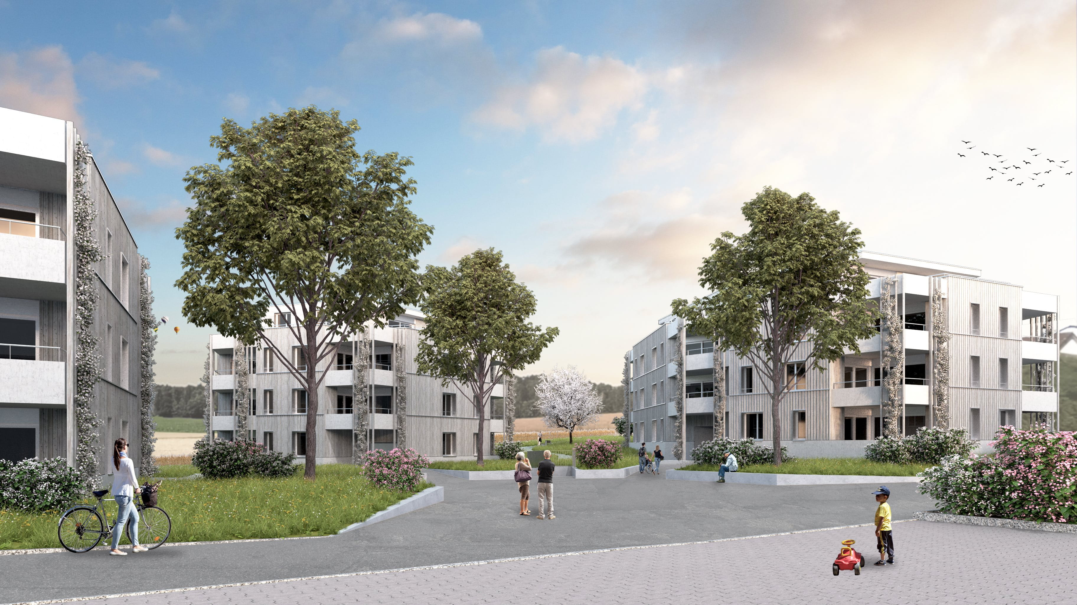 Winterthur / In Winterthur (ZH) investierten wir CHF 44 Millionen in drei Mehrfamilienhäuser mit 50 Wohnungen und geplantem Bezug im Dezember 2023. Betreiber: Wohnbaugenossenschaft DOMUM
