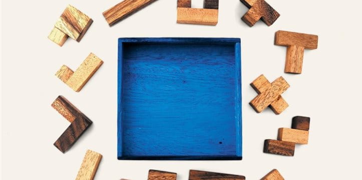 Puzzle aus Holzbausteinen