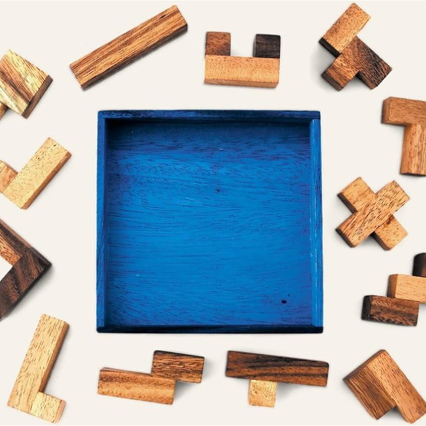 Puzzle made from wooden blocks