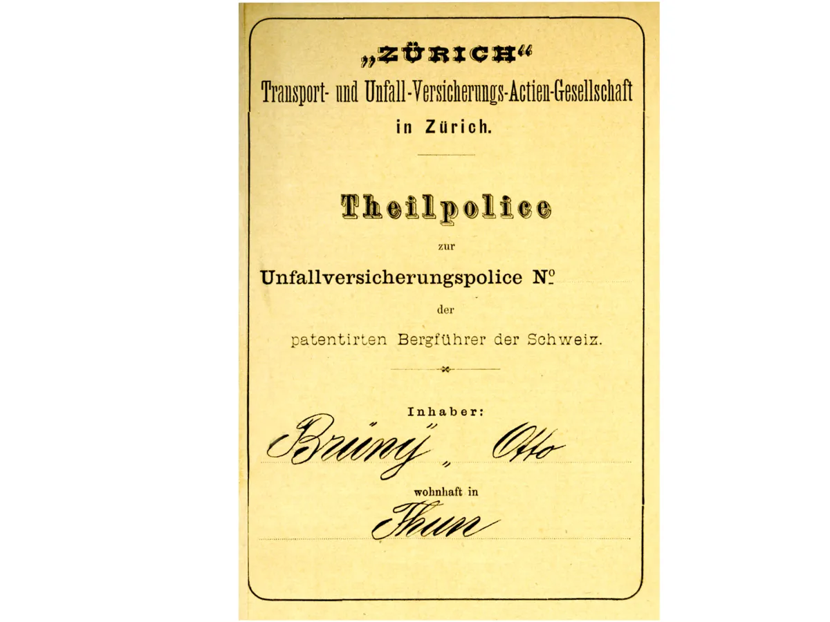 1881: Assicurazione contro gli infortuni per guide alpine