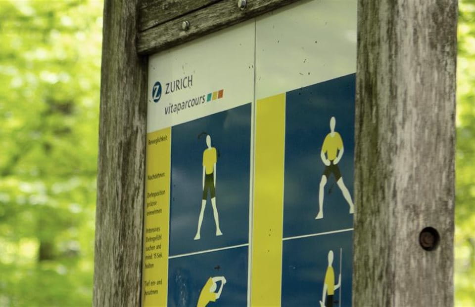 A Vitaparcours sign with excercises.